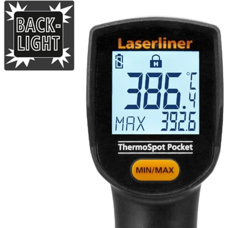 LASERLINER ThermoSpot Pocket, Infrarot-Thermometer mit Ziellaser und automatischer Speicherung, recyceltes Gehäuse – Bild 2