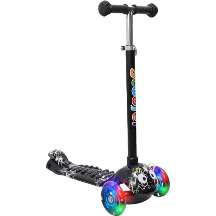 Habib Gruppe Kinderroller 3-Räder, Kinderscooter mit LED-Rädern, Höhenverstellung, rutschfest, für 3-8 Jahre, max. 50 KG
