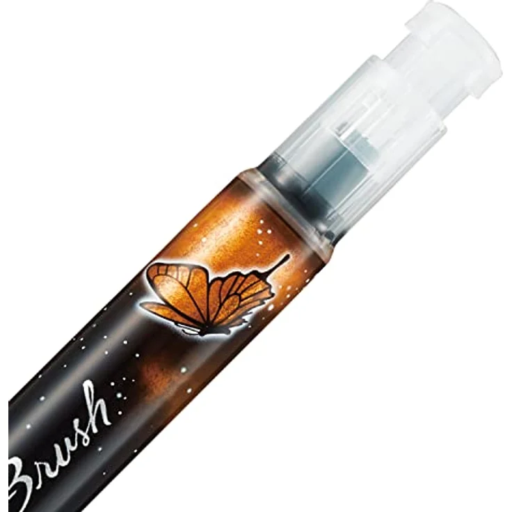 Pentel XGFH-DFX Dual Metallic Brush - Pinselstift gefüllt mit, je nach Papierfarbe, changierender Glitzertinte, Nylonfasern, feiner bis breiter Strich, orange/metallic-gelb, 1 Stück auf Blisterkarte – Bild 4