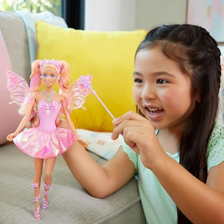 Barbie Anziehpuppe Barbie Fee mit Farbwechseleffekt, Magische Verwandlung von Rosa zu Rot – Bild 2