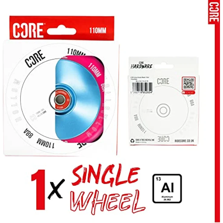 Core Action Sports Core Hollow V2 Stunt-Scooter, 110mm Rolle in Hellblau/PU Pink mit gewichtsreduzierendem Design und ABEC 9 Lagern – Bild 5