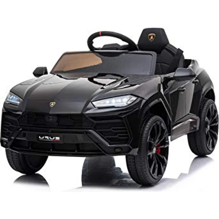 FINOOS Lambo Urus Elektroauto für Kinder, Originallizenz, Batterie, vertikal öffnende Türen, 2 Motoren, 12-V-Batterie, 2,4-GHz-Fernsteuerung, 1 bis 4 Jahre, Schwarz – Bild 1