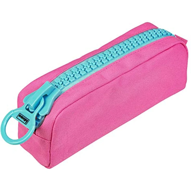 Idena 20099, Faulenzer mit Riesenzipper, viel Platz für Stifte, magenta mit türkisem XL-Zipper, 195 x 80 x 60 mm – Bild 1