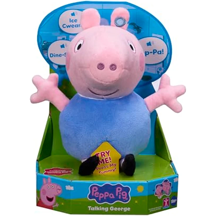 Chillfactor Peppa Pig Plüschfigur George, sprechendes Kuscheltier mit 7 Phrasen und Geräuschen, weich und kuschelig – Bild 1