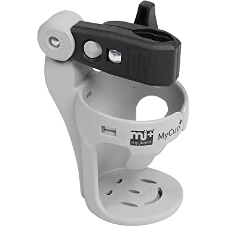 mj my junior® Kinderwagen Getränkehalter My Cup, Getränkehalter mit Anti-Rutsch-Klemmvorrichtung, Grau – Bild 3