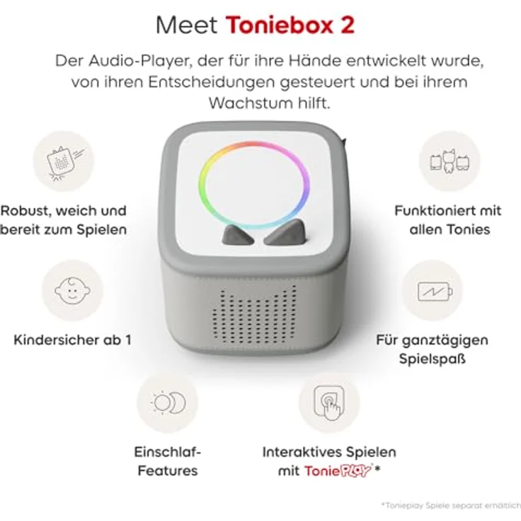 tonies Toniebox 2 Tonieplay Bundle, Mondgrau, inkl. Winnie Puuh Tonie, kinderfreundlicher Audioplayer für Hörbücher, Lieder und interaktive Spiele – Bild 5