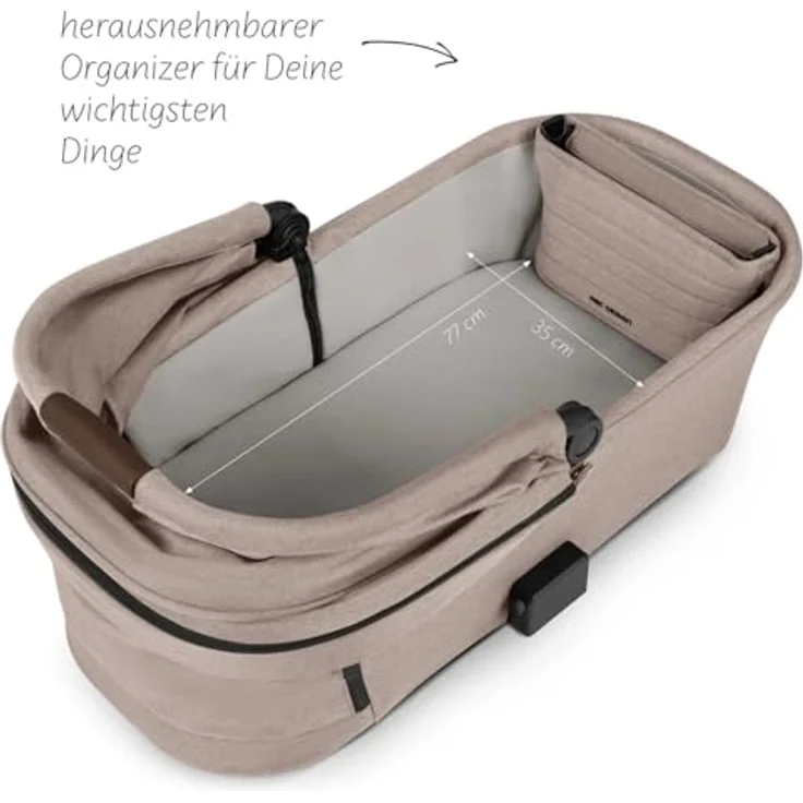ABC Design Kombikinderwagen Salsa 5 Air, Beige, Textil, mit Feststellbremse, Federung, abnehmbarer Verdeckung und 5-Punkte-Gurt, geeignet für Babyschale – Bild 4