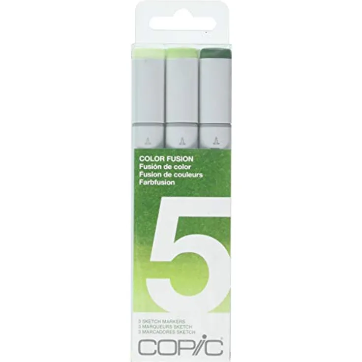 COPIC Sketch Marker Set "Color Fusion 5", 3 Farben, professionelle Pinsel-Marker, Alkoholbasis, flexibel und mittelbreit
