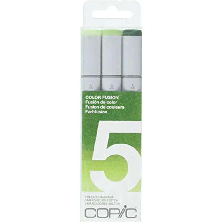 COPIC Sketch Marker Set "Color Fusion 5", 3 Farben, professionelle Pinsel-Marker, Alkoholbasis, flexibel und mittelbreit – Bild 1