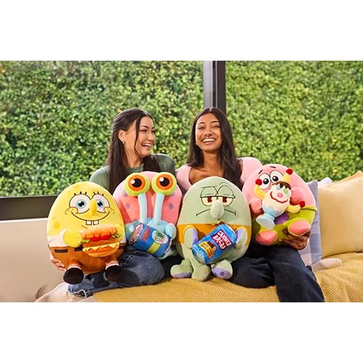 Snackles Spongebob Schwammkopf, 35 cm Plüschspielzeug mit Krabby Patty Snack-Accessoire, weicher Plüsch und süße Persönlichkeit von ZURU – Bild 5