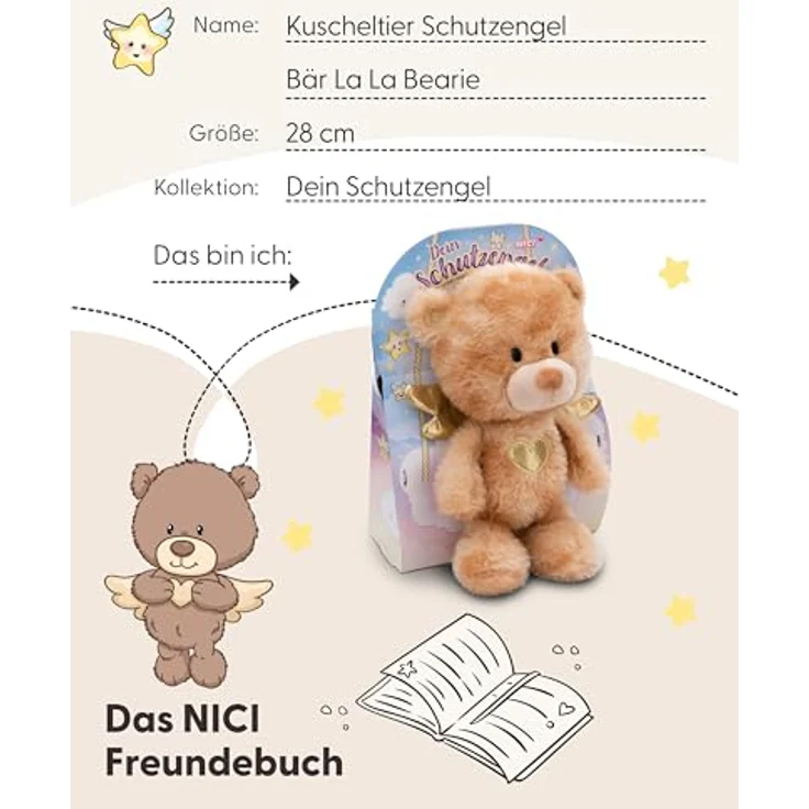 NICI Dein Schutzengel Kuscheltier Bär La La Bearie 28cm in Geschenkbox - Teddybär klein, Niedliches Stofftier zum Kuscheln und Spielen, Plüschtier für Schmusetierliebhaber - 61184 – Bild 5
