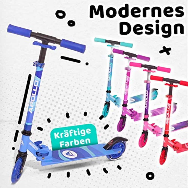 Apollo Scooter LED - Moonracer | City Scooter Kinder mit Federung | City Roller für Kinder klappbar | Tretroller Kinder ab 4 Jahre | sportlicher Cityroller | verstellbar, perfekt als Kinder Roller – Bild 6