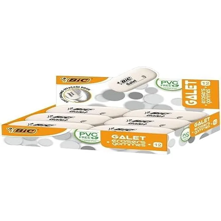 BIC Radierer Galet aus synthetischem Kautschuk, 58 x 28 x 13 mm, Displaybox à 12 Stück - Preisvergleich