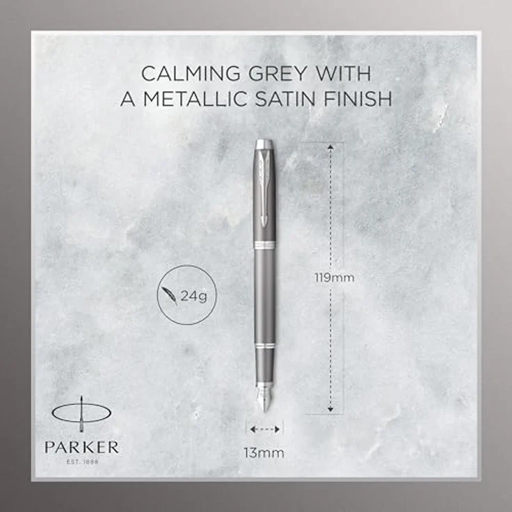 Parker Pen Parker IM Writing Rituals Füllfederhalter, grau, mit metallischem Satin-Finish und sanfter Tintenabgabe – Bild 3