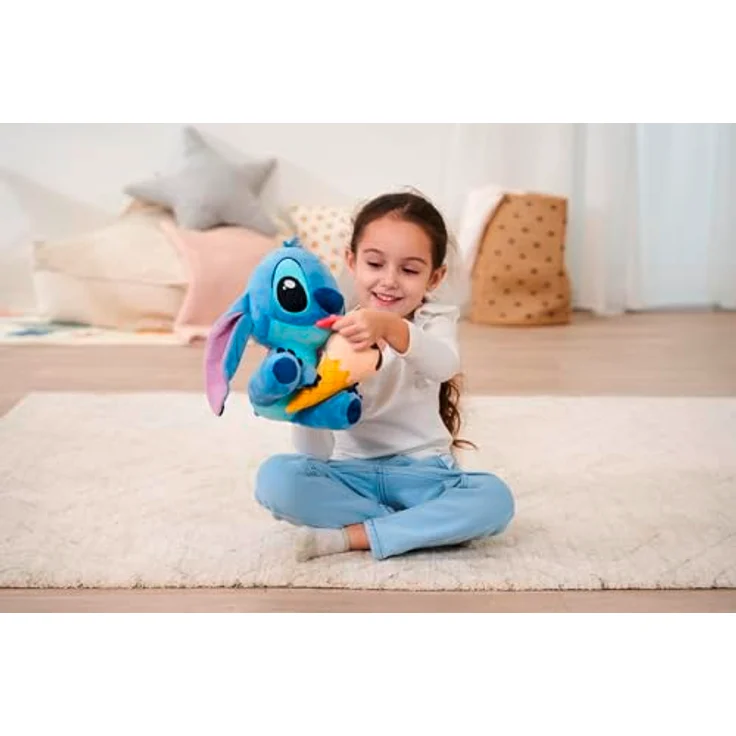 Simba Lilo & Stitch Stitch mit Eiswaffel, 25 cm großer Teddybär aus hochwertigem Plüsch, blau – Bild 4