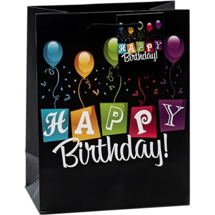 TSI Geschenktüten HAPPY BIRTHDAY SCHWARZ, 3er Packung, Größe: Mittel (HxBxT 23 x 18 x 10 cm), Art. Nr. 84014-6 – Bild 2