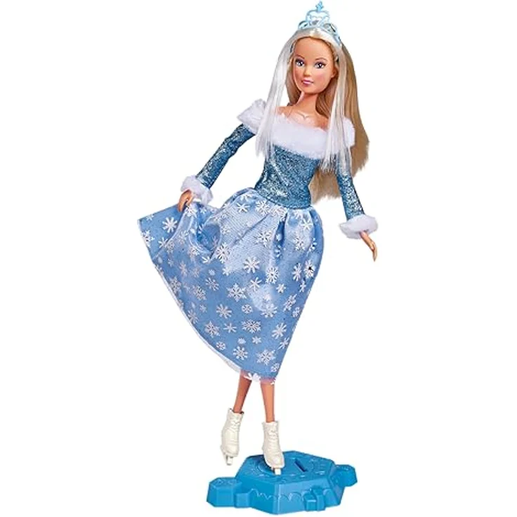 Steffi Love Ice Skating, Ankleidepuppe als Winterprinzessin mit magischer Schlittschuh-Plattform und kleinen Einhorn, 29cm, ab 3 Jahre – Bild 1