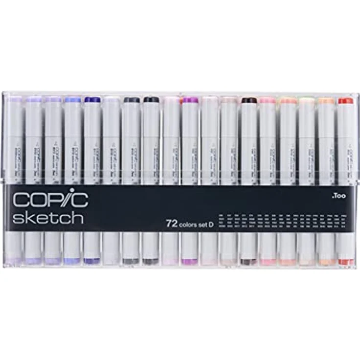 COPIC Sketch Set "72 Colors D", 72er Set im Acryl-Display, Twin Marker mit Brush-Spitze (Alkoholbasis) – Bild 2