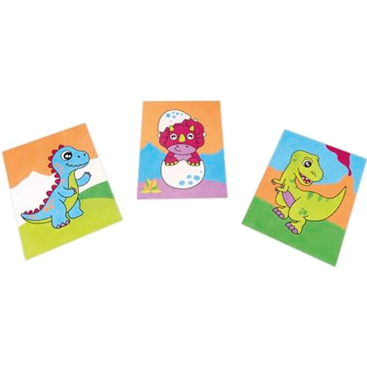 Jovi Play&Fun Set, Sandmalerei mit 8 farbigen Sanddosen und Dinosaurier-Malfolien, für Kinder ab 3 Jahren – Bild 4
