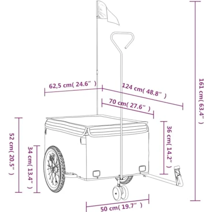 vidaXL Fahrradkinderanhänger Fahrradanhänger Schwarz und Blau 45 kg Eisen, Robustes Material und praktisches Design – Bild 9