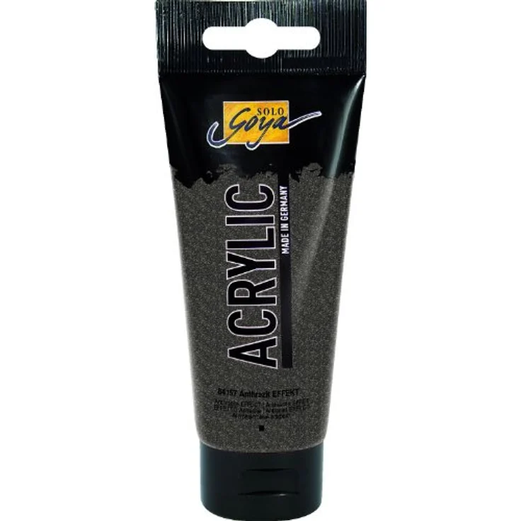 KREUL Solo Goya Acrylic, 100 ml Tube, anthrazit, cremige Acrylfarbe in Studienqualität mit Glitzereffekt, auf Wasserbasis, schnell matt und gut deckend – Bild 1