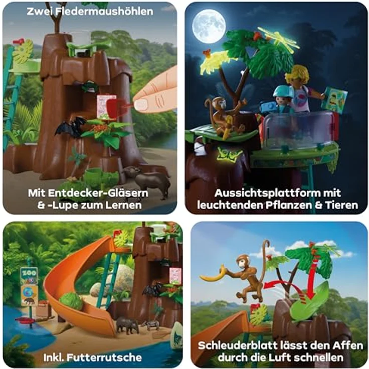 Playmobil Zoo - Zoo: Dschungel-Abenteuer, Spielset mit Baumstamm, Kanu und Tier-Informationskarten – Bild 4
