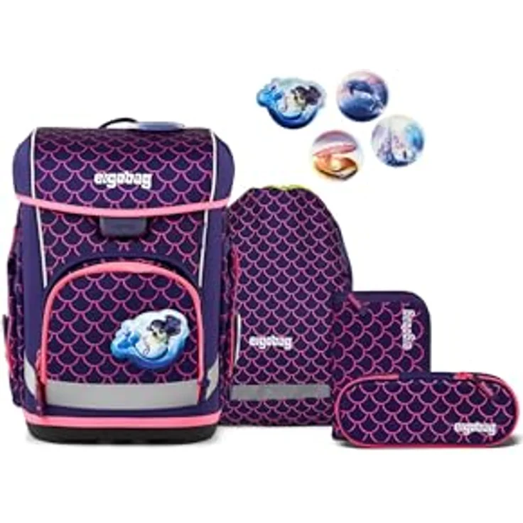 ergobag cubo Light Set ergonomischer Schulranzen, 6-teilig, extra leicht, 860 g, mit Reflektoren, individualisierbar, aus recycelten PET-Flaschen – Bild 1