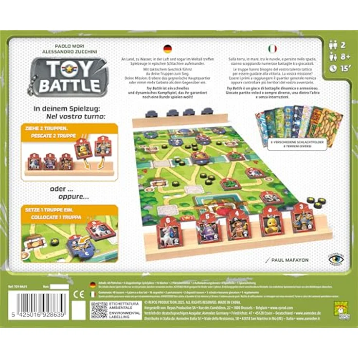 Repos Production Toy Battle, Familienspiel für 2 Spieler, ab 8 Jahren, 15 Minuten Spielzeit, 8 verschiedene Schlachtfelder, Deutsch – Bild 3