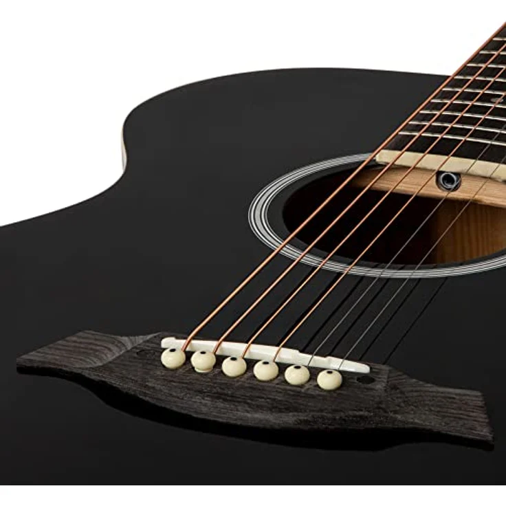 TIGER ACG4-BK Full-Size Elektro-Akustische Gitarre, Paket für Anfänger, mit eingebautem Tuner und EQ - Schwarz – Bild 4