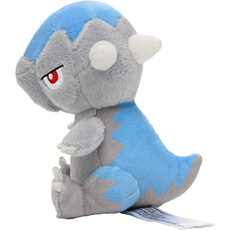 Tinisu Pokemon Koknodon Kuscheltier - 13 cm Plüschtier Cranidos, mit Mikroperlen beschwert, handtellergroß, Teil der Sitting Cuties-Kollektion, Pokemon Center Original, in Sinnoh entdeckt, Fels-Typ, grau – Bild 3