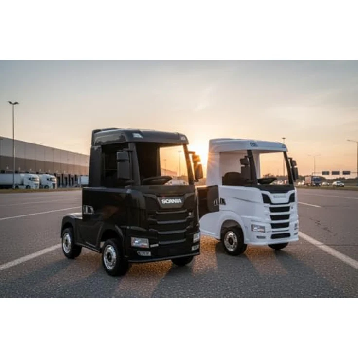ES-TOYS Lizenzierter SCANIA R Series Kinder-Elektro-LKW, 4-Motoren, 2x12V Akku, 2.4G, EVA-Reifen, Ledersitz schwarz – Bild 9