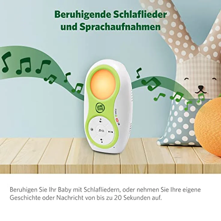 LeapFrog LF80 Babyphone Audio-Überwachung, Digitales Babyfon mit Zwei Akkus, große Reichweite Babyphone ohne Kamera, Temperatursensor, Erinnerungsfunktion, Geräuschanzeiger, Nachtlicht, Stimmaufnahme – Bild 4