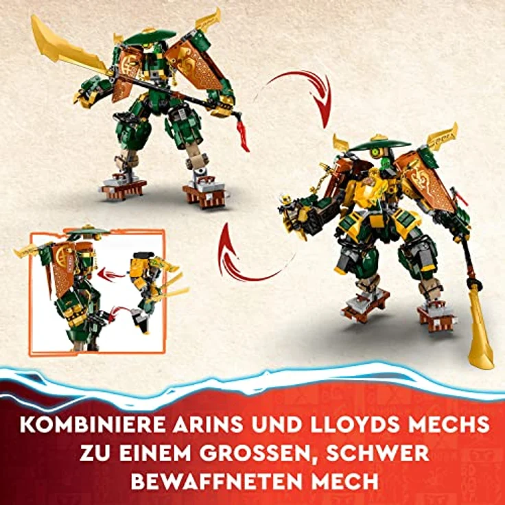 LEGO 71794 NINJAGO Lloyds und Arins Ninja Training-Mechs Set mit 2 kombinierbaren Action-Figuren und 5 Minifiguren, Ninja-Kampfspielset, Geschenk für Kinder – Bild 4
