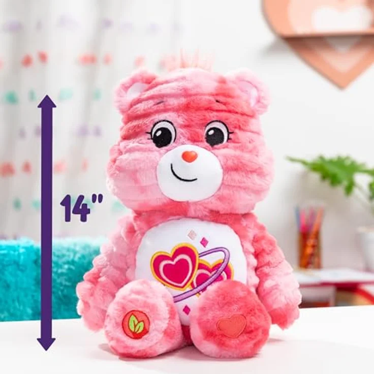 Troetelbeertjes Care Bears Kuscheltier 35cm Colour Splash Love-a-Lot Bear, Plüsch-Teddybär mit detailliertem Belly Badge-Design – Bild 5