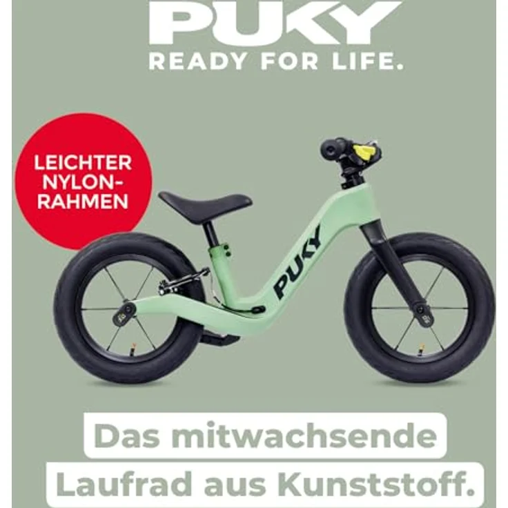 PUKY NEXT 12" Green/Black, Höhenverstellbares Laufrad für Kinder 2–6 Jahre mit Bremse, Sicherheitslenkergriffen und FlipChip-Technologie für 12-14 Zoll Räder – Bild 2