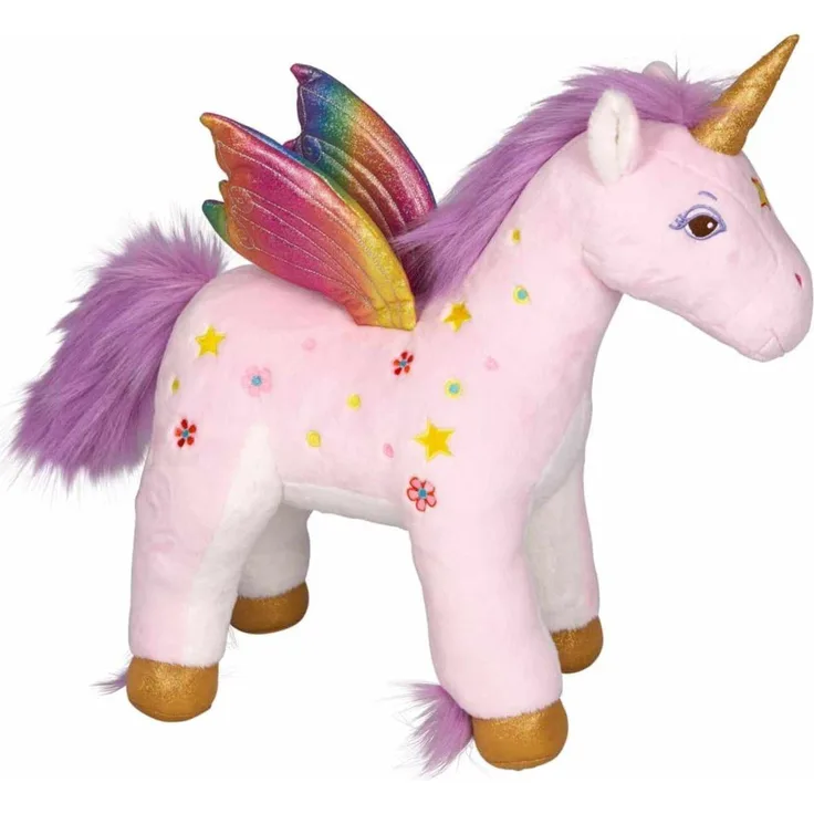 Coppenrath Verlag Einhorn Lilu, großes Plüschtier mit nachtleuchtender Stickerei und glitzerndem Horn, rosa