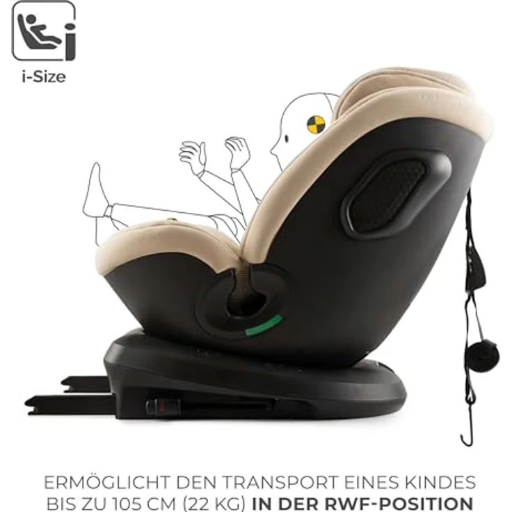 KinderKraft Xpedition 3, Reboarder nach ECE R129/i-Size Norm, bis 105 cm, 360° Drehfunktion, verbesserter Seitenschutz SPS+, schaumstoffgepolstert – Bild 3