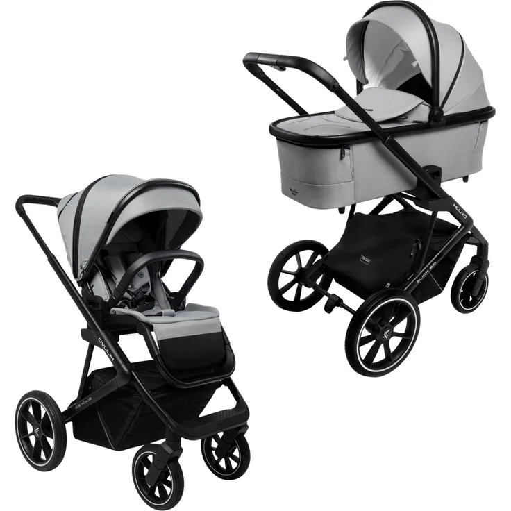 Muuvo Slick 2.0, Multifunktionaler Kombikinderwagen 2-in-1 mit großen Gelrädern, hellgrau