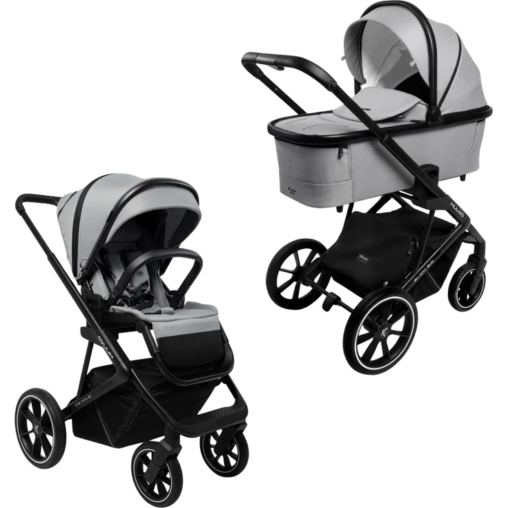 Muuvo Slick 2.0, Multifunktionaler Kombikinderwagen 2-in-1 mit großen Gelrädern, hellgrau