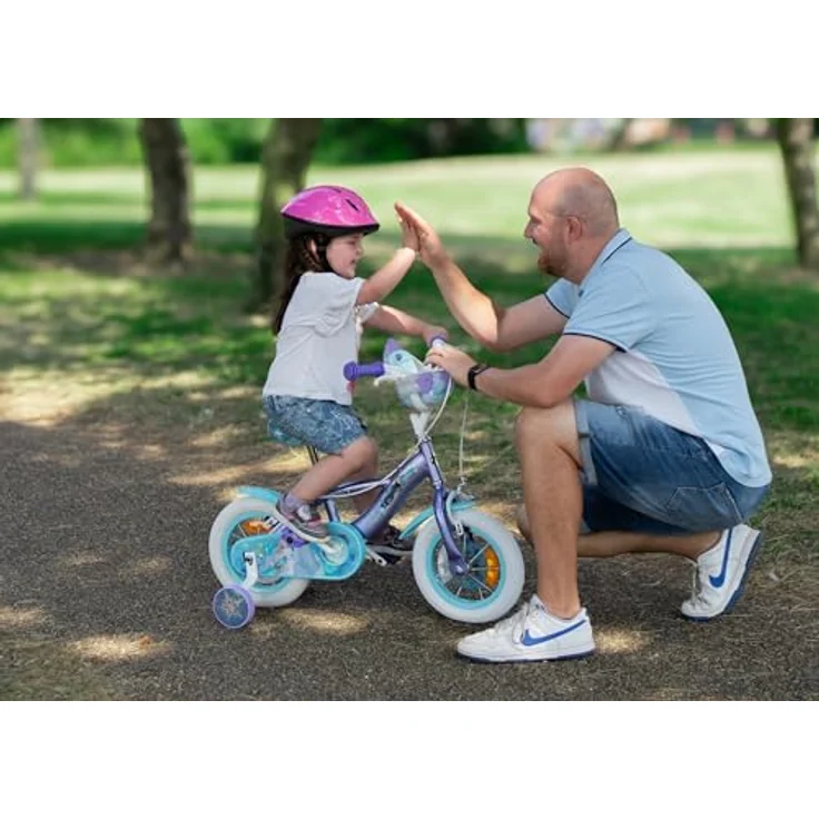 Huffy Disney Frozen Kinderfahrrad, 12 Zoll/30 cm, Metallic-Lila, mit Stützrädern und Puppenträger – Bild 3