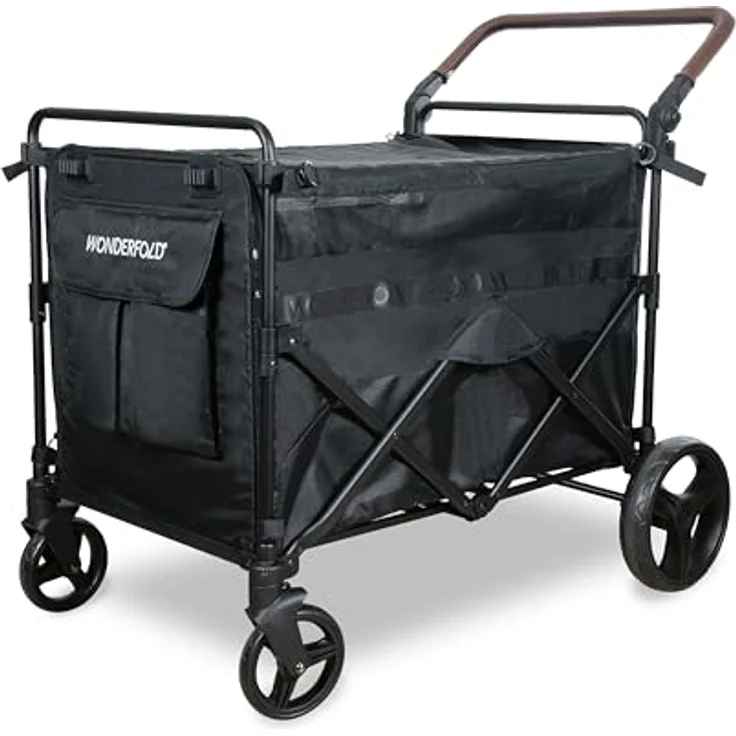 WONDERFOLD PXL Pet Heavy Duty Wagon, Bollerwagen für Tiere, schwarz, Metall/Textil, 72.50x107.50x117 cm – Bild 1