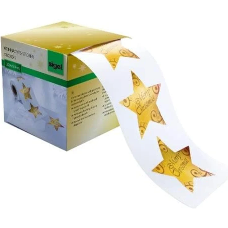 SIGEL Aufkleber Christmas Stars CS112, gold, selbstklebend, 200 Etiketten, 47,0 x 47,0 mm – Bild 4