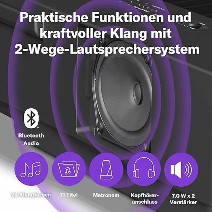 Yamaha P-225, 88-Tasten Keyboard mit gewichteten Tasten, integrierten Equalizer und Kopfhöreranschluss, Weiss – Bild 5