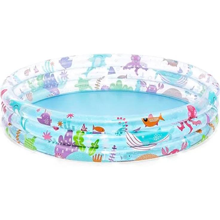 Bestway Planschbecken Deep Dive Ø 152 x 30 cm, Wasserspielzeug für Kinder ab 2 Jahren, bunte Unterwasser-Motive, einfacher Aufbau