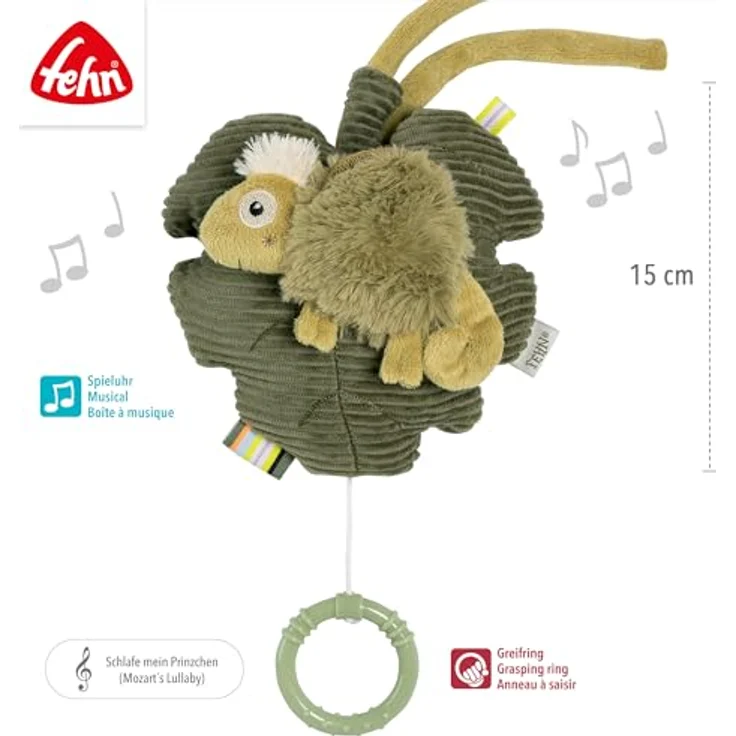 Fehn Spieluhr Chamäleon, Kuscheltier & Einschlafhilfe für Babys mit Melodie "Schlafe mein Prinzchen", waschbar bei 30°C, 15 cm – Bild 5