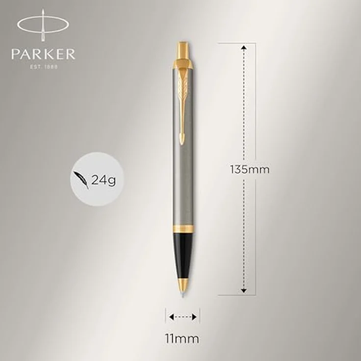 Parker Pen BALL PEN KIT, Kugelschreiber Set in Šampaninė mit Edelstahl-Oberfläche und vergoldeten Ringen, 2 Stück – Bild 3