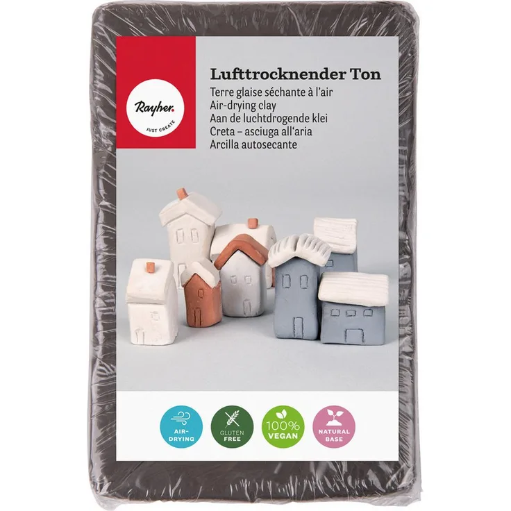 Rayher Modelliermasse, 1 Kg, Lufttrocknender Ton in Grau