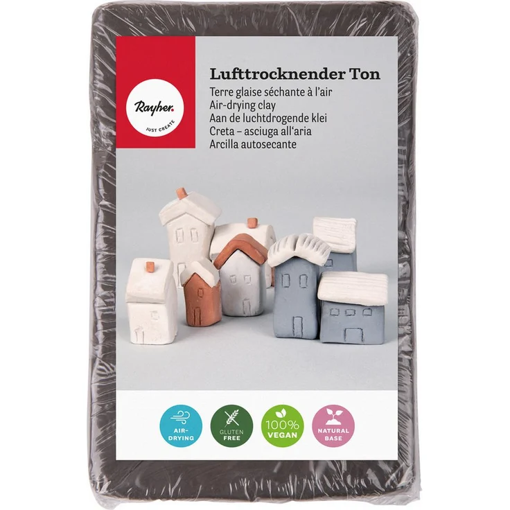 Rayher Modelliermasse, 1 Kg, Lufttrocknender Ton in Grau – Bild 1