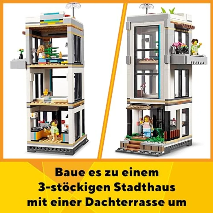 LEGO Creator Modernes Haus, 3-in-1-Set, Stadthaus oder Waldhütte, Modellhaus, Geschenkidee, ab 9 Jahren, Lernspielzeug 31153 – Bild 5