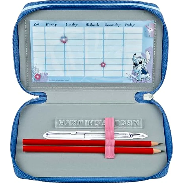 Scooli Tripledecker Stitch, Gefülltes Schüleretui mit 21 Buntstiften, Ergonomisches Design, Robust und Strapazierfähig, Ideal für Schule und Freizeit, Ab 6 Jahren – Bild 5